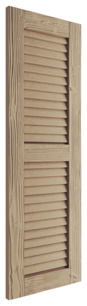 Rustic 2 Equal Louver Faux Wood Shutters, Per Pair, Sandblasted, 15x28"