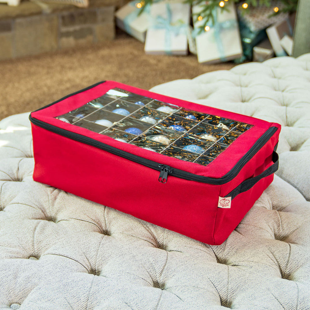 48" 3" Christmas Ornament Storage Box With Clear Lid