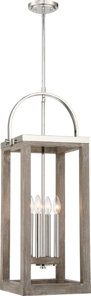 Nuvo Bliss 2-Lights Driftwood Polished Nickel Accents Pendant Light