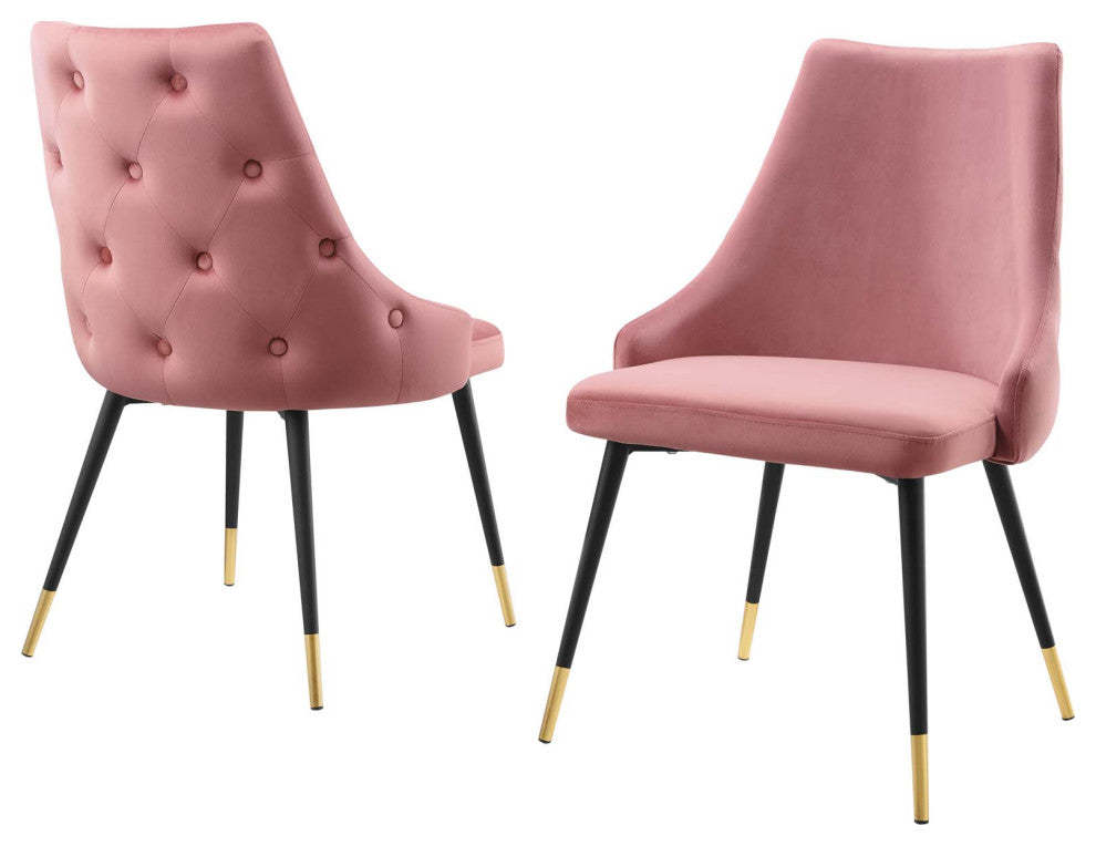 Side Dining Chair, Set of 2, Velvet, Pink, Modern, Bistro Restaurant Hospitality