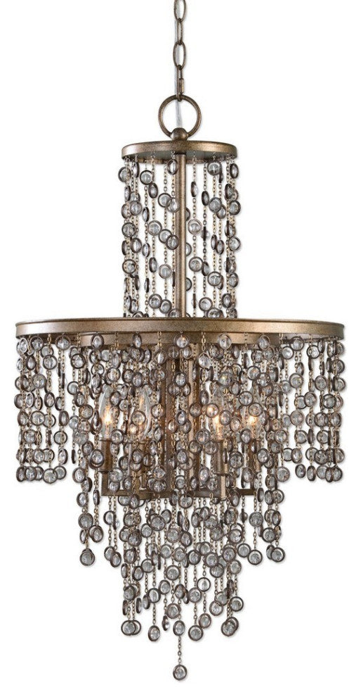 Uttermost Valka 6 Light Crystal Chandelier in Silver Swedish Iron