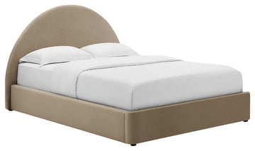 Resort Performance Velvet Arched Round King Platform Bed, Taupe