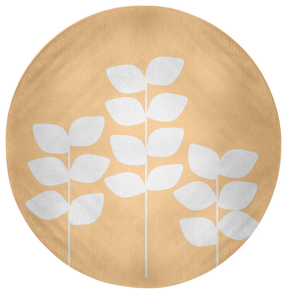 Simple Stems Spring Chenille Rug, Yellow, 5' Round