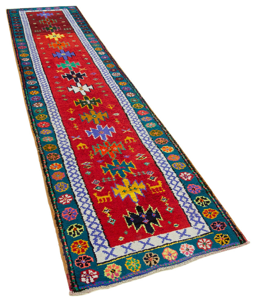 Rug N Carpet - Handmade Oriental 2' 11" x 12' 2" Tribal Runner Rug