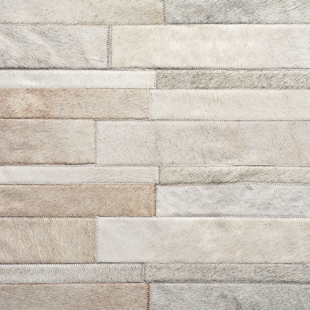 Cowhide Patchwork Rug, Kronos, Neutral, 6'x9'