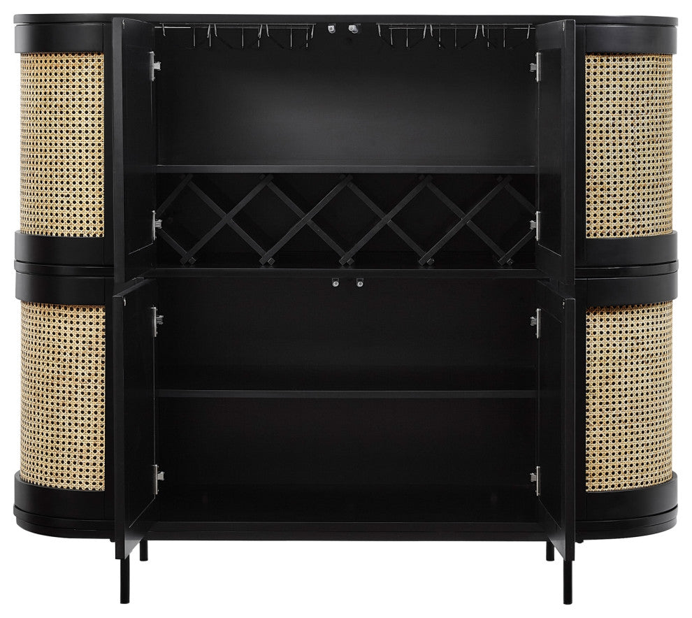 Loft Lyfe Darrius Cabinet, Storage, 4-Door, 55Lx17.7Wx47H, Black