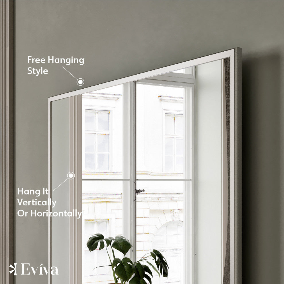 Eviva Sax Rectangular Metal Framed Mirror, 60"