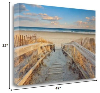 47" Beach Boardwalk to the Ocean Giclee Wrap Canvas Wall Art