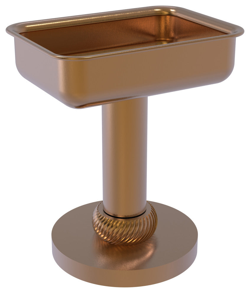 Vanity Top Soap Dish with Twisted Accents, Brushed Bronze