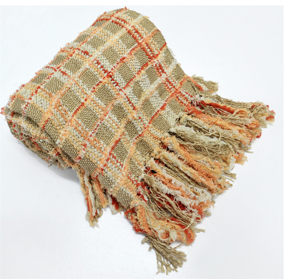 Multi Color Chenille Throw, Burnt Orange, 50x60