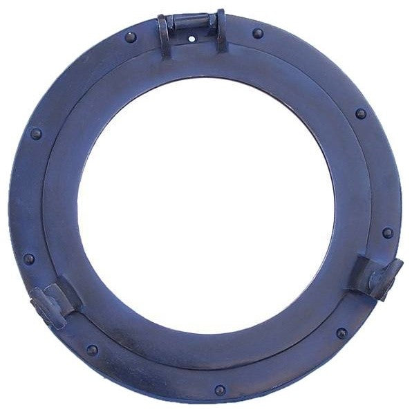 Rustic Blue Aluminum Deluxe Class Decorative Ship Porthole Window 12''