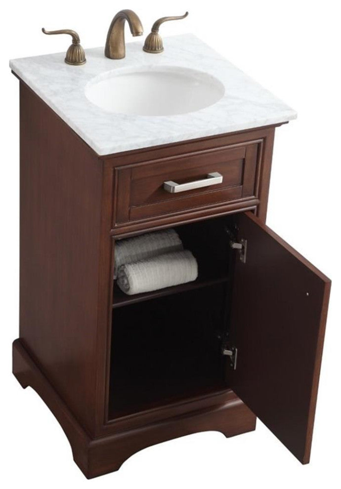 Elegant Decor Americana 19" Single Marble Top Bathroom Vanity in Teak