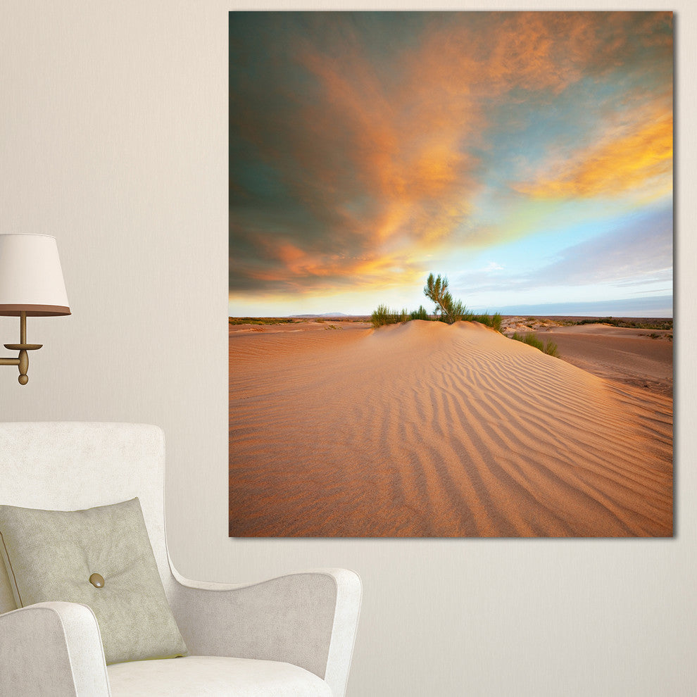 Green Plants in Wide Desert, African Landscape Canvas Art Print, 30"x40"