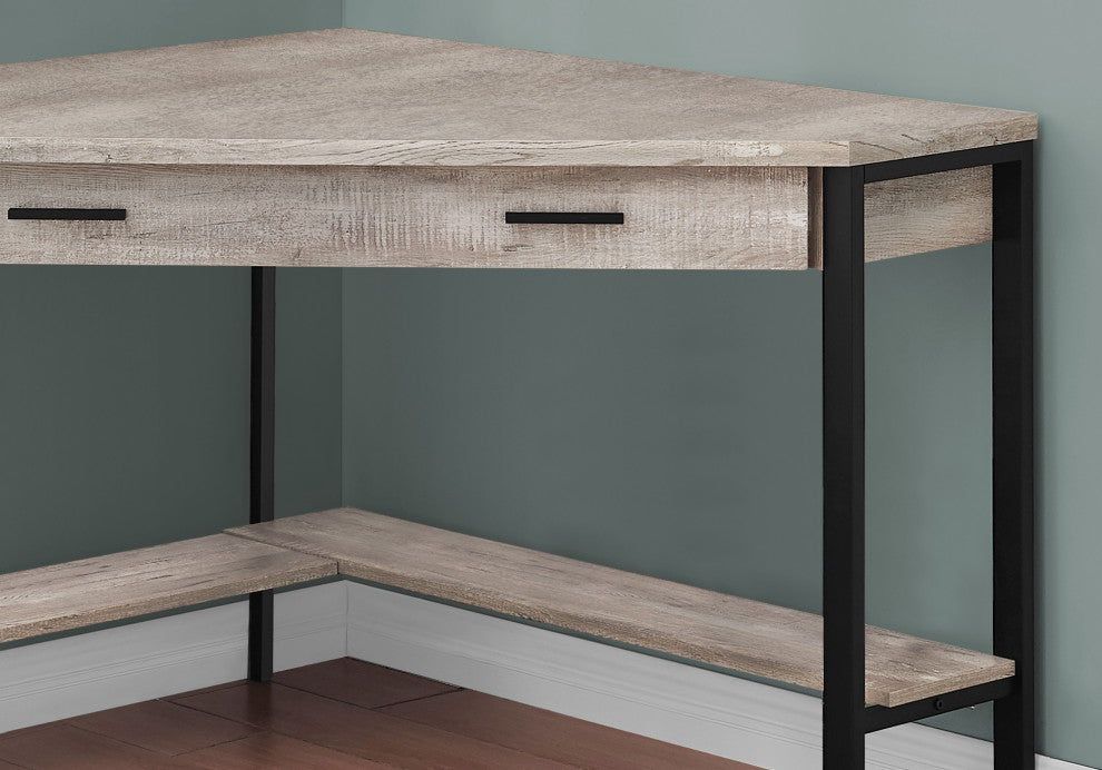 Computer Desk, Storage Drawers, 42"L, Work, Laptop, Metal, Beige, Black