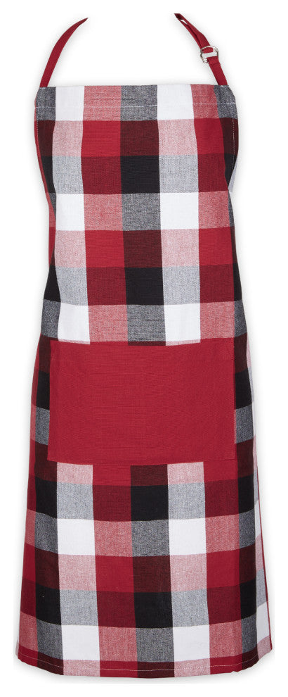Cardinal Red Tri Color Check Chef Apron