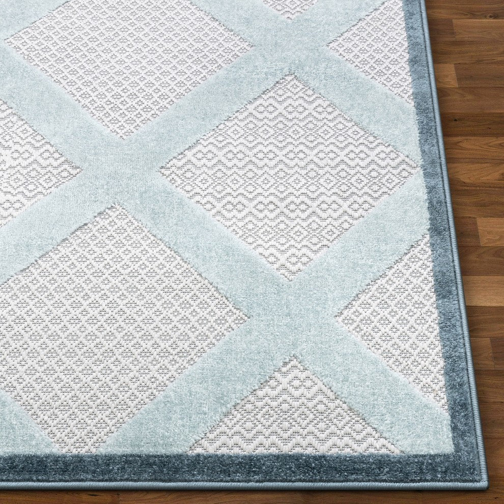 Well Woven Valencia Galena Blue Contemporary Geometric 5''3"x7''3" Area Rug