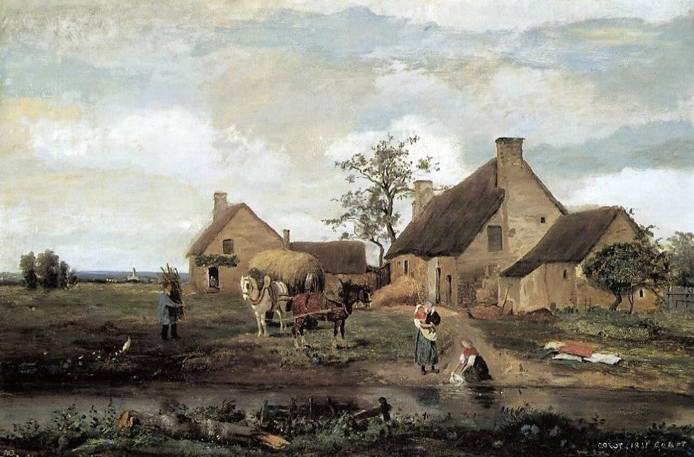Jean-Baptiste-Camille Corot A Farm in the Nievre Wall Decal
