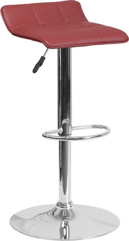 Estella Luna Low-Back Burgundy Vinyl Swivel Adjustable Barstool