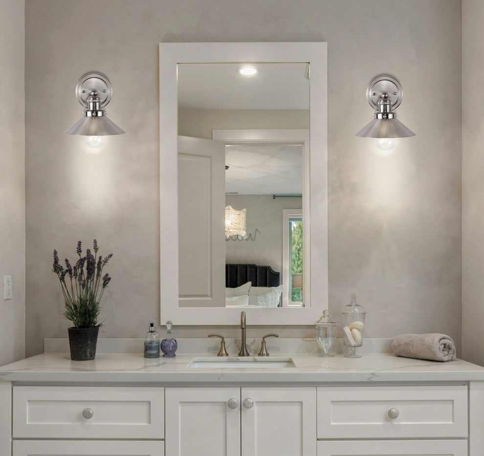 June Metal Shade Sconce, Nickel, 1-Light