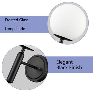 Modern Wall Sconces Set of 2 With Opal Glass,Black