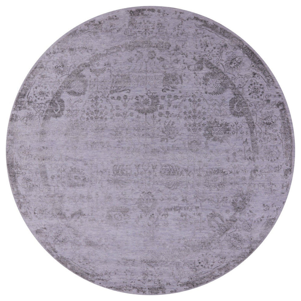 10' Round Wool and Silk Persian Hand-Knotted Rug Q9125