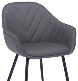 Clover Grey Faux Leather Dining Room Chair with Black Metal Legs