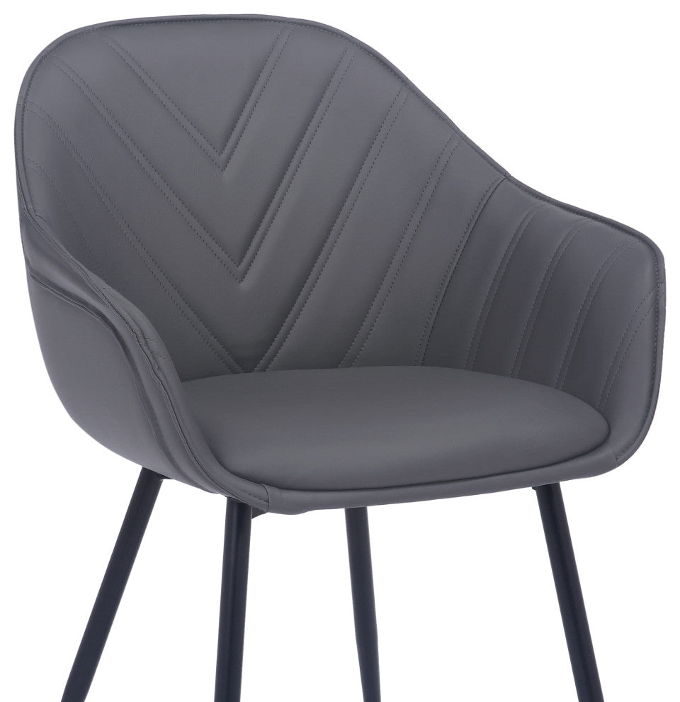 Clover Grey Faux Leather Dining Room Chair with Black Metal Legs