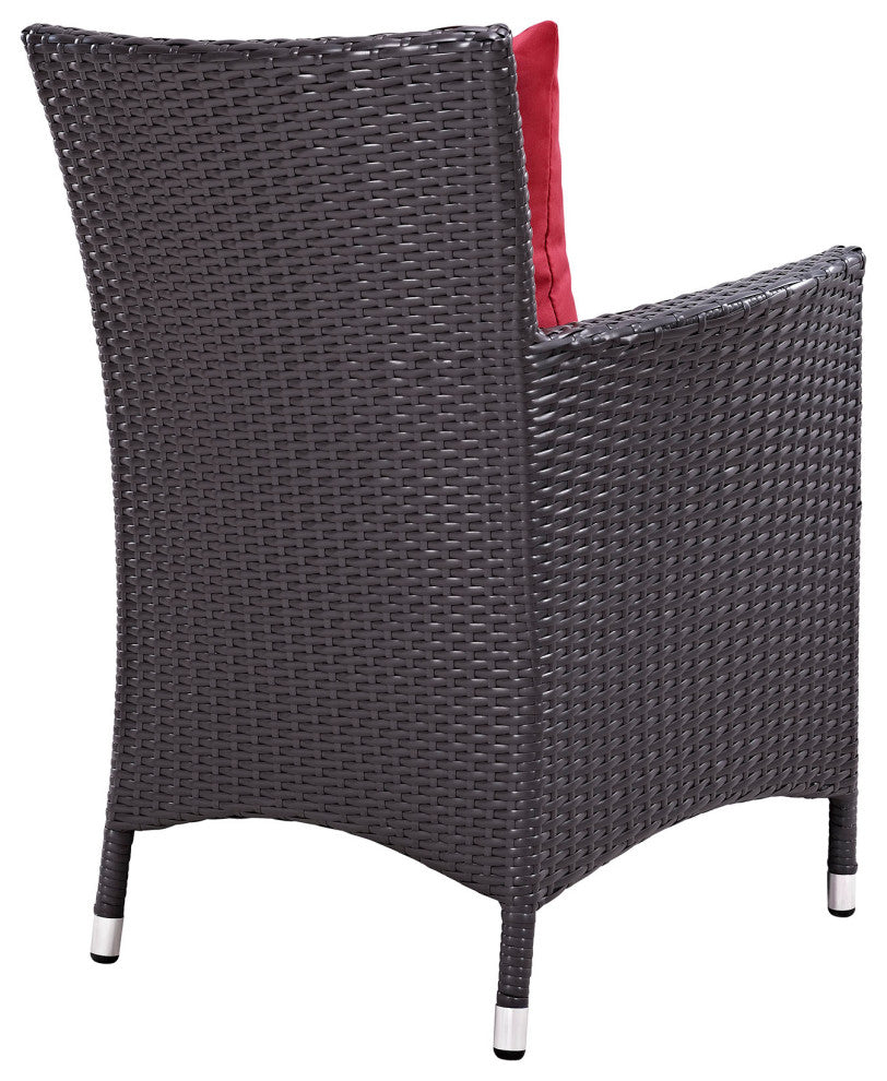 Modway Convene 7 Piece Outdoor Patio Dining Set, Espresso Red