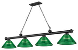 Z-Lite 2306-4-ARG Cordon 4 Light 14"W Billiard Chandelier - Matte Black / Green