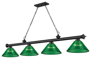 Z-Lite 2306-4-ARG Cordon 4 Light 14"W Billiard Chandelier - Matte Black / Green