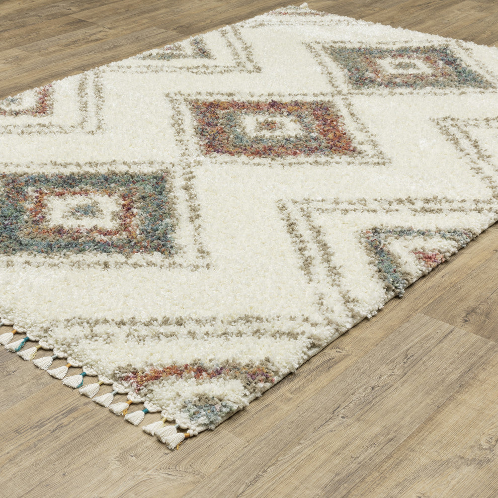 Aurora Southwest Ivory/Multi Indoor Area Rug, Ivory, 6'7" x 9'6"