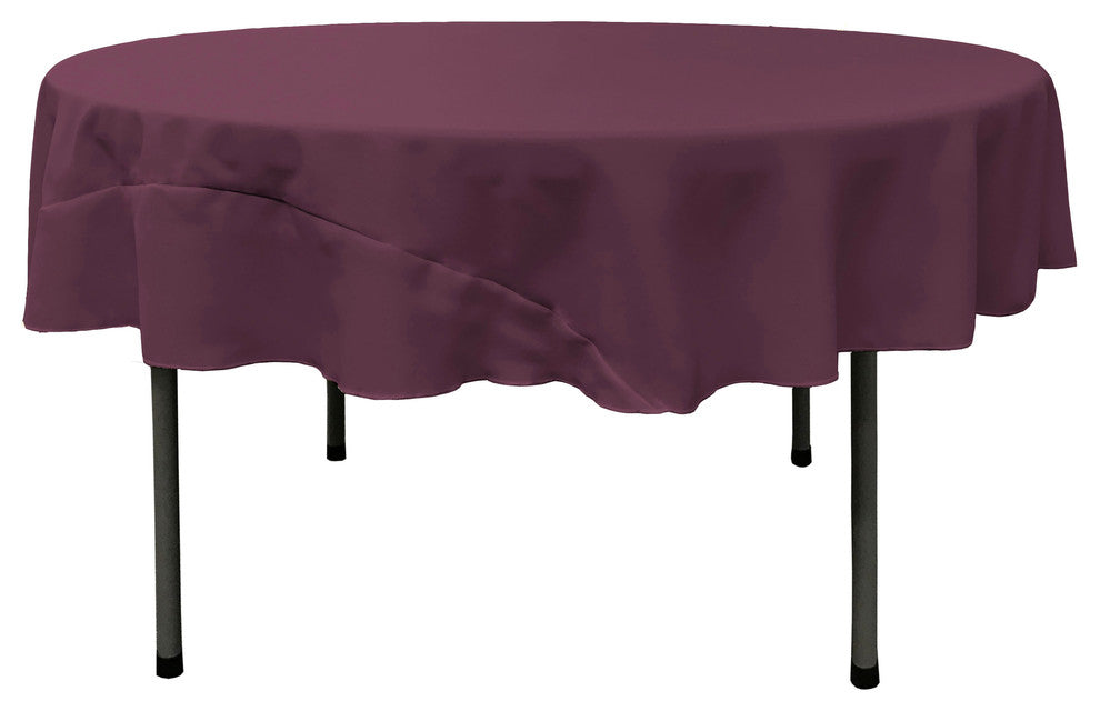 LA Linen Round Polyester Poplin, Eggplant, 72" Round