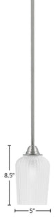 Paramount 1-Light Mini Pendant, Brushed Nickel, 5" Clear Textured Glass