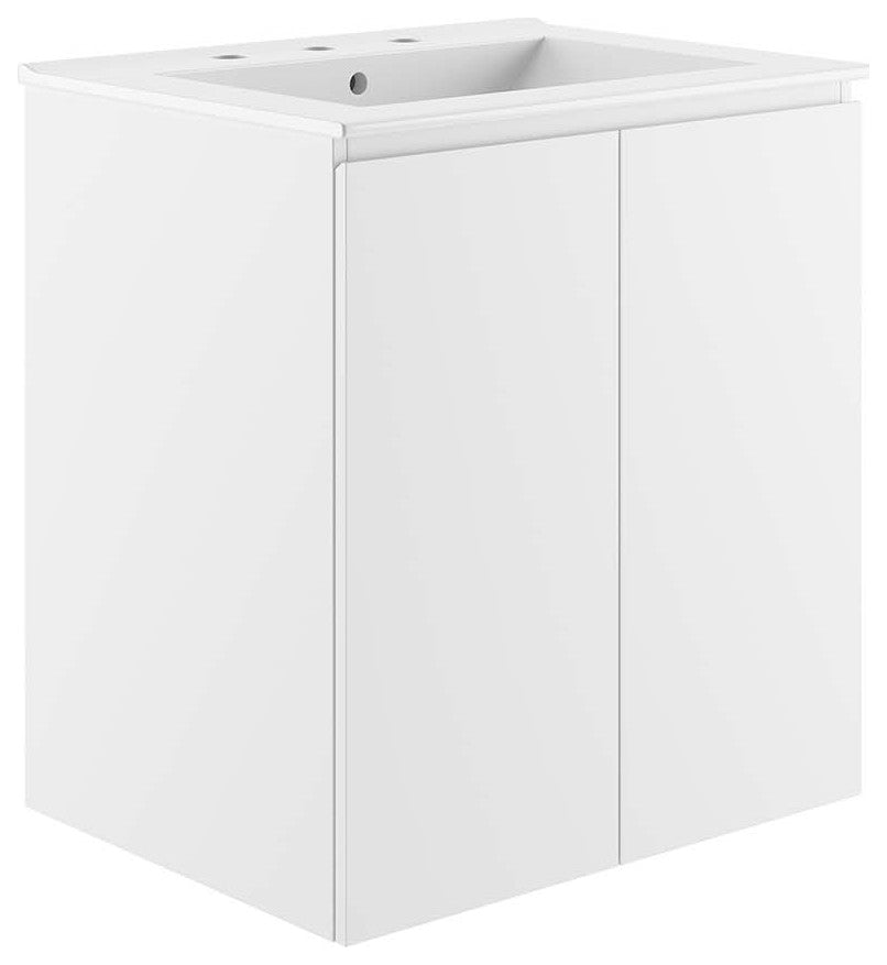 Bryn 24" Wall-Mount Bathroom Vanity, White White