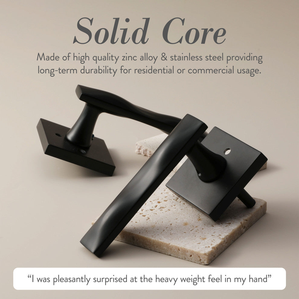 Modern Heavy Duty Designer Interior Door Lever - Essex Collection, Matte Black, Privacy Left Hand