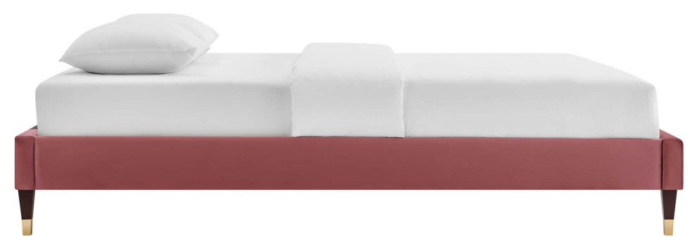 Harlow Full Performance Velvet Platform Bed Frame Dusty Rose