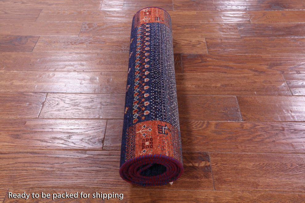 2' 6" X 8' 1" Persian Gabbeh Tribal Hand-Knotted Wool Runner Rug Q10933
