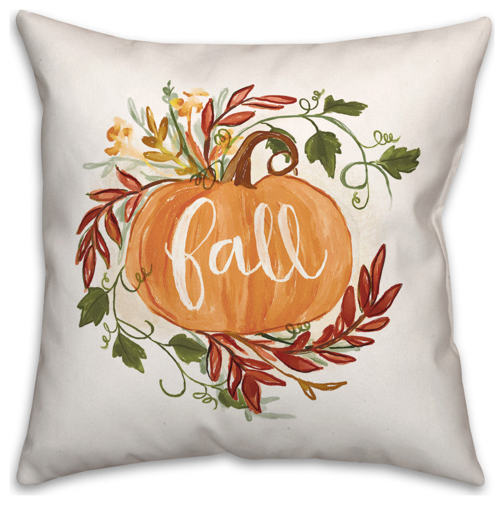 Fall Pumpkin Vine 2 18x18 Spun Poly Pillow