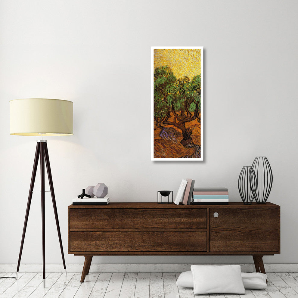 "Olive Trees With Yellow Sky And Sun (left)" Print by Vincent van Gogh, 21"x46"