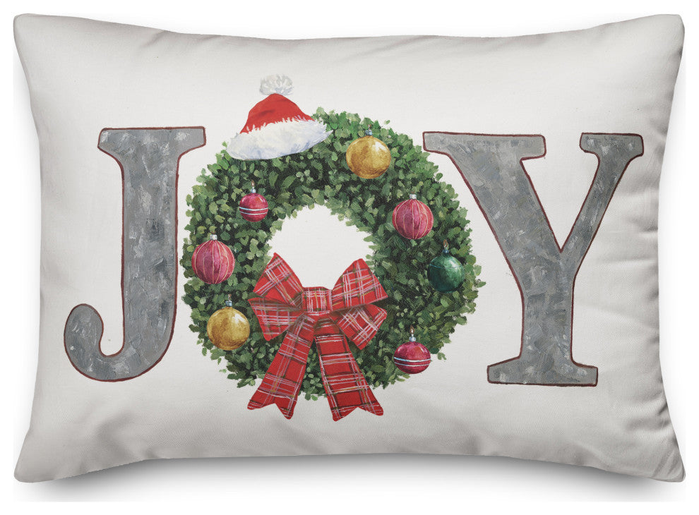 Joy Wreath 20x14 Indoor/Outdoor Pillow