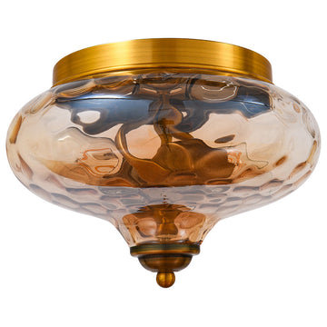 Modern 2-Light Water Pattern Flush Mount, Gold