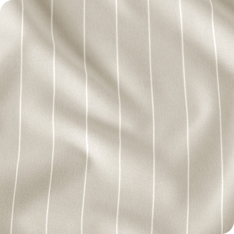 Twin XL 1800 Microfiber Sheet Set, Pinstripe Stone/White