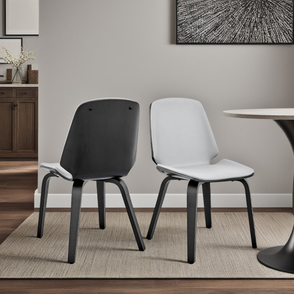 Brinley Gray Faux Leather and Black Wood Dining Room Accent Chair