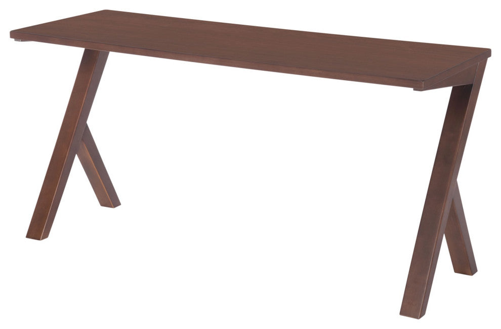 Computer Work Desk, Rectangular, Wood, Walnut, Home Business Office Furniture