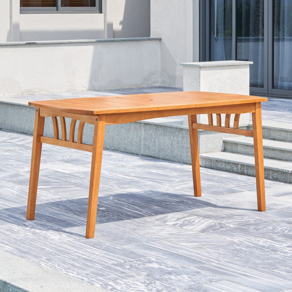 Natural Wood Dining Table With Sturdy Legs