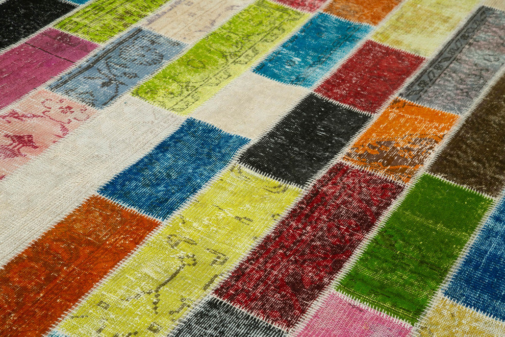 Rug N Carpet - Handmade Anatolian 6' 8" x 10' 0" Wool Patchwork Area Rug