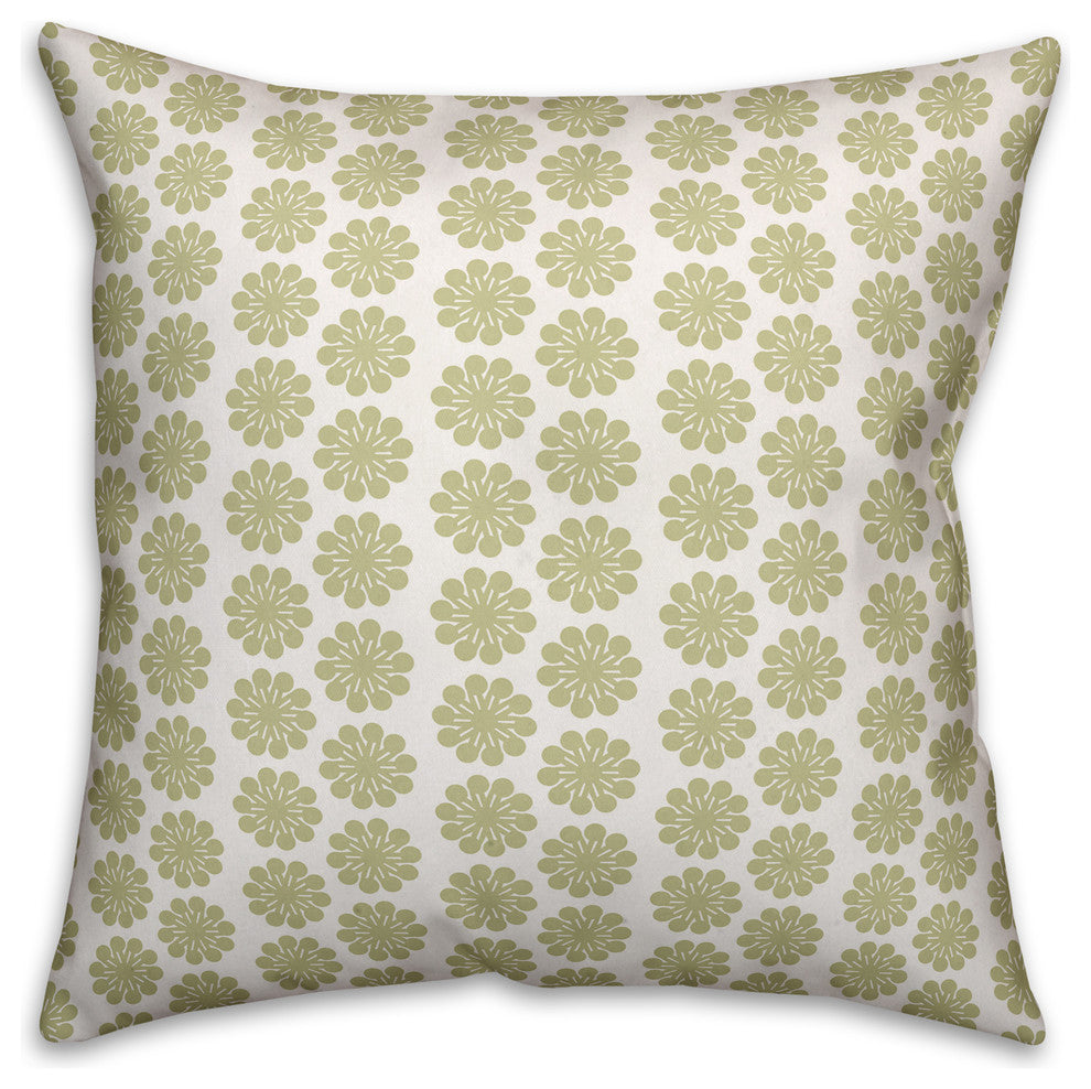 Tan Floral Pattern Outdoor Throw Pillow, 18"x18"