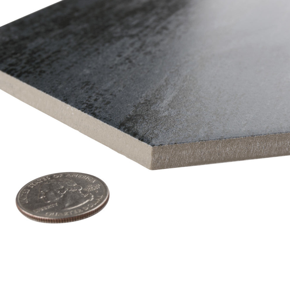 Cassis Hex Black Porcelain Floor and Wall Tile