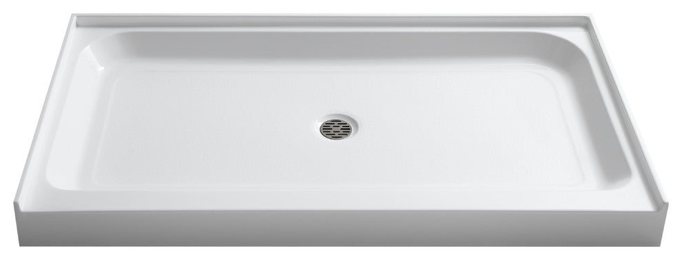 ANZZI Tier 32"x60" Center Drain Single Threshold Shower Base, White, 32"x60", Center Drain