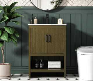 Home Living 24" Single Bathroom Vanity, Chestnut Brown
